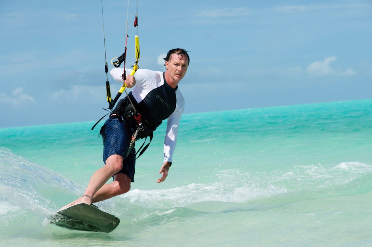 turks and caicos kiteboarding on turquoise water