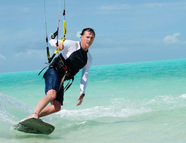 turks and caicos kiteboarding on turquoise water